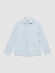 Reiss | 9-13 yrs Linen Cutaway Collar Shirt in Pale Blue