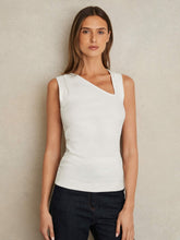 Reiss | Stretch-Cotton Ribbed Asymmetric Vest in White