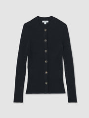 Reiss | Button Front Knit Cardigan in Navy