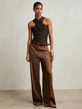 Reiss | Cross Neck Textured Top in Chocolate