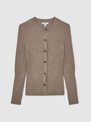 Reiss | Button Front Knit Cardigan in Stone