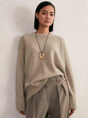 Reiss | Wool-Cashmere Crew-Neck Jumper in Stone