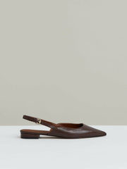 Reiss | Leather Slingback Ballerina Pumps in Chocolate