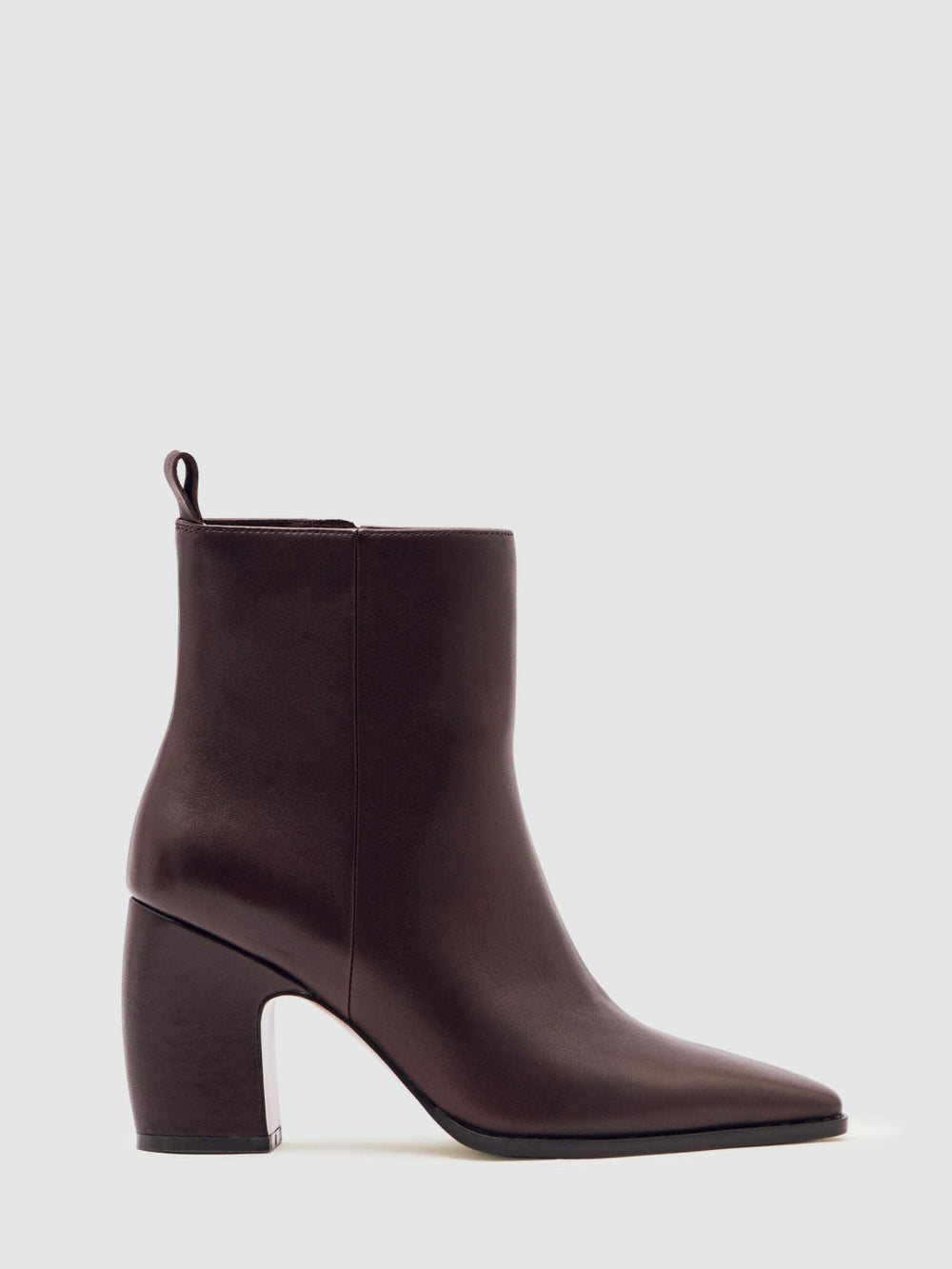 Reiss | Leather Blocked Heel Ankle Boots in Oxblood