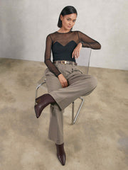 Reiss | Leather Blocked Heel Ankle Boots in Oxblood
