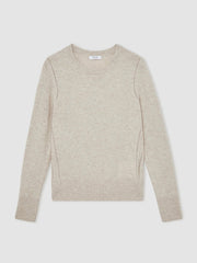 Reiss | Wool-Blend Open-Stitch Jumper with Cashmere in Oatmeal Neutral