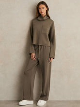 Reiss | Petite Modal-Blend Interlock Wide-Leg Joggers in Khaki Green