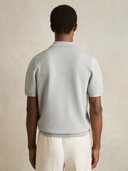Reiss | Press-Stud Seam-Detail Polo Shirt in Ice Grey
