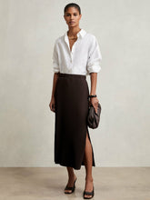 Reiss | Pleated Jersey Midi Skirt in Burgundy