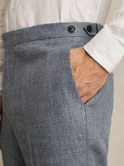 Reiss | Slim Fit Linen Check Suit Trousers in Soft Blue