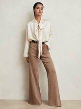 Reiss | Satin Polka Dot Tie Neck Blouse in Ivory