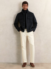 Reiss | Wool Blend Twin Pocket Zipped Jacket in Navy