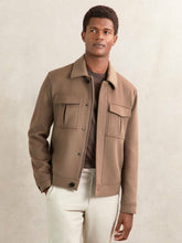 Reiss | Wool Blend Twin Pocket Zipped Jacket in Dark Brown