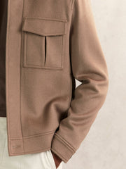 Reiss | Wool Blend Twin Pocket Zipped Jacket in Dark Brown