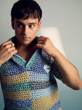 Reiss | | Tom Daley Crochet Polo Shirt in Yellow/Green/Blue Multi