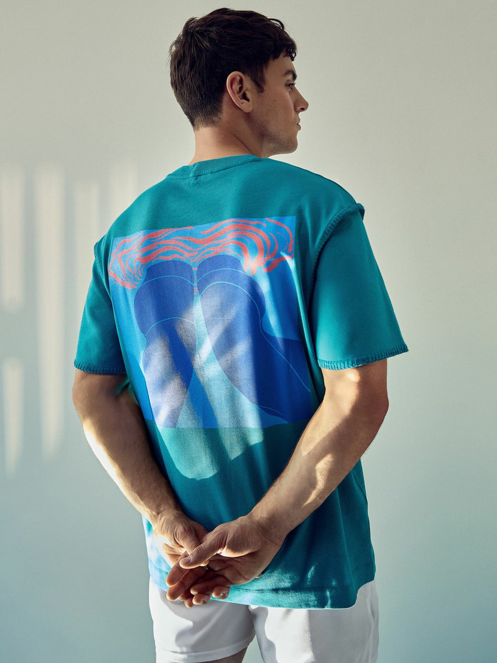 Reiss | | Tom Daley Graphic-Print T-Shirt in Teal Green