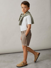 Reiss | 3-9 yrs Cotton Chino Shorts with Stretch in Stone