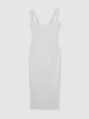 Reiss | Good American Scuba Crystal Midi Dress in White