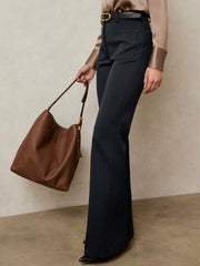 Reiss | Petite Twill Patch-Pocket Flared Trousers in Navy