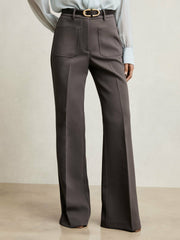 Reiss | Petite Twill Patch-Pocket Flared Trousers in Mauve Neutral