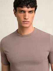 Reiss | Stretch-Cotton Crew-Neck T-Shirt in Taupe Brown