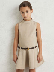 Reiss | 13-14 yrs Drop Waist Belted Sleeveless Dress in Neutral