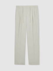 Reiss | Relaxed-Fit Twill Drawstring Trousers in Ecru
