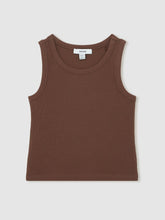 Reiss | 3-9 yrs Stretch-Cotton Ribbed Vest in Chocolate