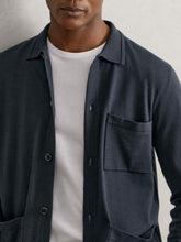 Reiss | Merino Wool Button-Through Shirt in Midnight Navy
