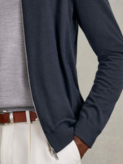 Reiss | Merino Wool Zip Through Cardigan in Midnight Navy