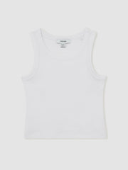 Reiss | 3-9 yrs Stretch-Cotton Ribbed Vest in Ivory