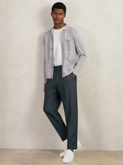 Reiss | Relaxed-Fit Pleated Tapered Trousers in Steel Blue