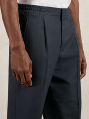 Reiss | Relaxed-Fit Pleated Tapered Trousers in Steel Blue