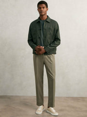 Reiss | Relaxed-Fit Pleated Tapered Trousers in Sage