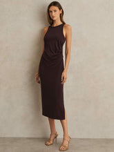 Reiss | Jersey Ruched Racer Midi Dress in Burgundy