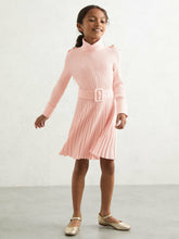 Reiss | 9-13 yrs Rib-Knit Roll-Neck Belted Dress in Pink