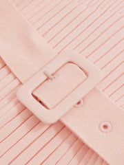 Reiss | 9-13 yrs Rib-Knit Roll-Neck Belted Dress in Pink