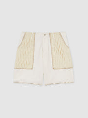 Reiss | | Tom Daley Crochet Denim Shorts in Off White