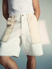 Reiss | | Tom Daley Crochet Denim Shorts in Off White