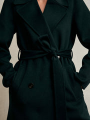 Reiss | Petite Double-Breasted Blindseam Coat Wool-Blend in Green