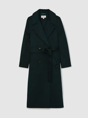 Reiss | Double-Breasted Blindseam Coat Wool-Blend in Green