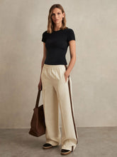 Reiss | Side-Stripe Wide-Leg Trousers in Cream