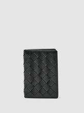 Reiss | Leather Large Lattice-Effect Cardholder in Black