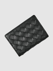 Reiss | Leather Large Lattice-Effect Cardholder in Black