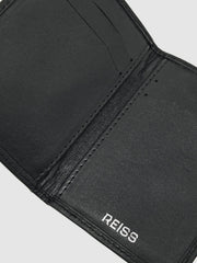 Reiss | Leather Large Lattice-Effect Cardholder in Black