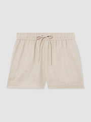 Reiss | Linen-Blend Drawstring Shorts in Neutral