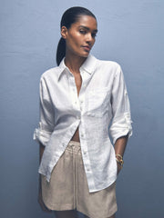 Reiss | Linen-Blend Drawstring Shorts in Neutral