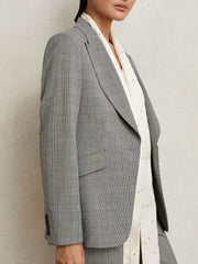 Reiss | Petite Single-Breasted Check Suit Blazer in Grey