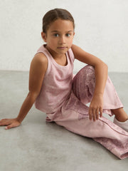 Reiss | 13-14 yrs Cotton Floral Vest and Joggers Set in Pink Print