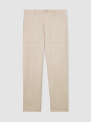 Reiss | Lyocell Cotton Wide Utility Trousers in Ecru